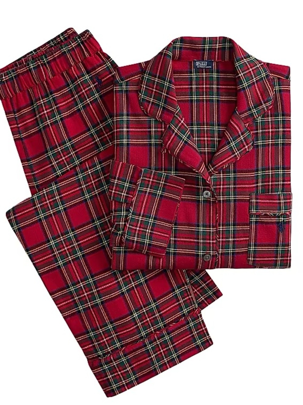 Polo Ralph Lauren Red Plaid Flannel Cotton Pajama Set Tartan Holiday Longwear